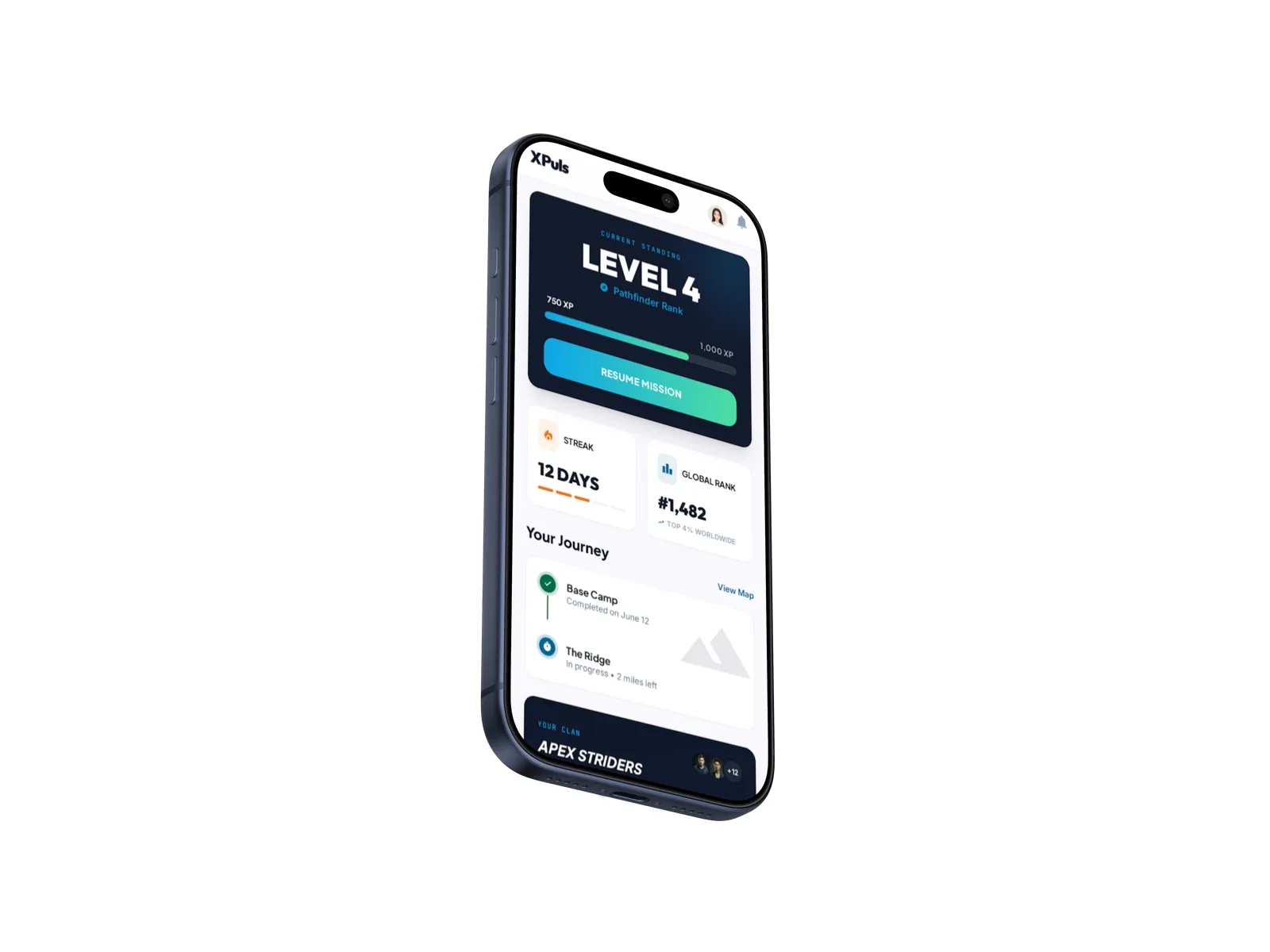 Die fertige App mit Leveln, Streaks und globalem Ranking.